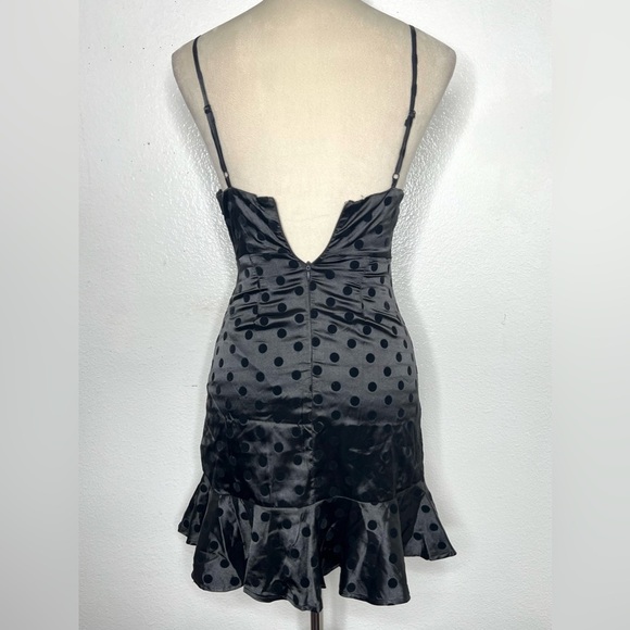 BY THE WAY Revolve Black Mini Dress Velvet Polka Dot Twist Front Size XXS - Picture 8 of 15